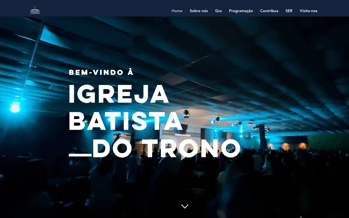 Página inicial do site Igreja Batista do Trono